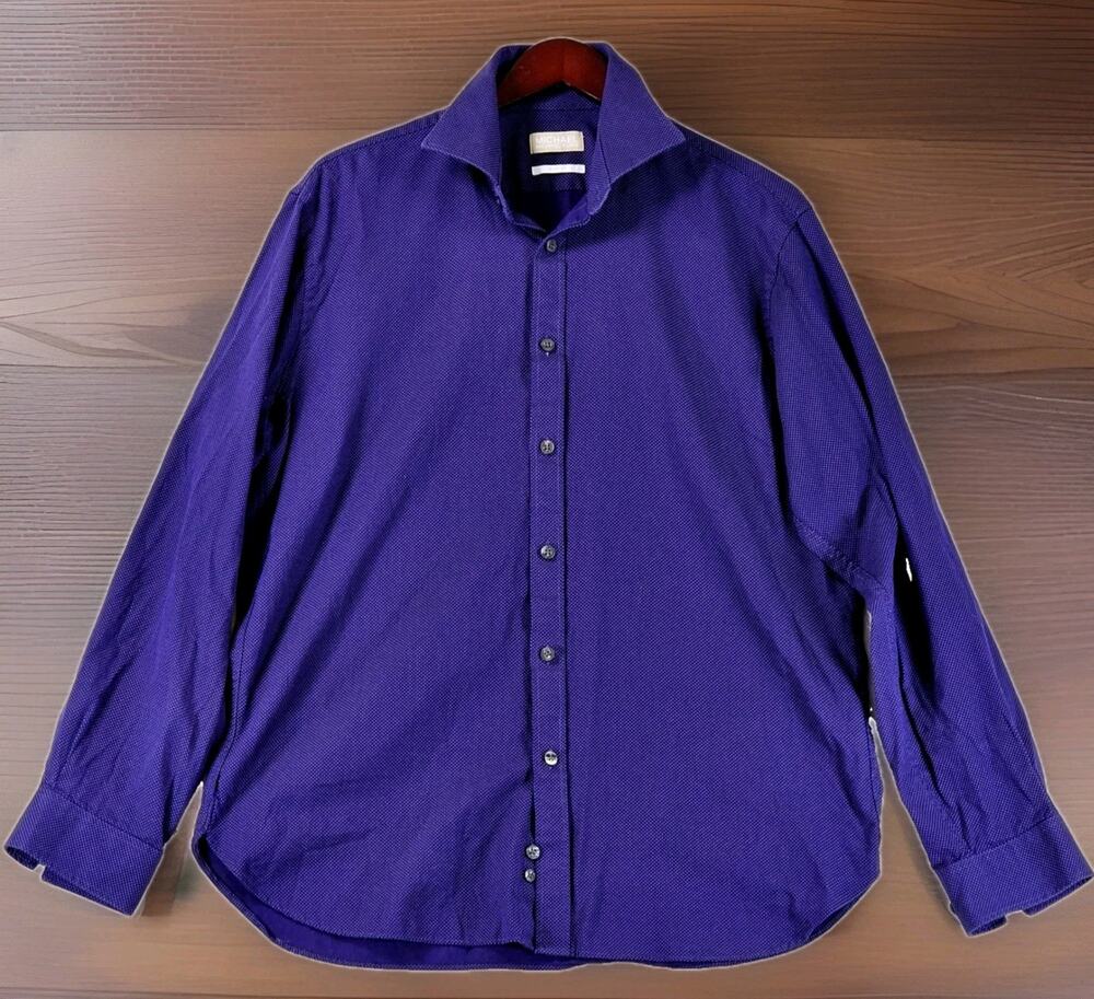 Michael Kors Men's Slim Fit Large Shirt Purple Neck Size 16.5 Sleeve 34/35